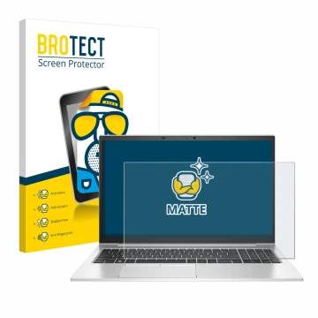 Parte frontale di una confezione del prodotto con il logo del marchio BROTECT. Accanto è raffigurato il dispositivo HP EliteBo