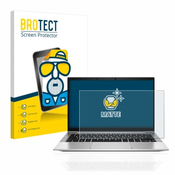 Parte frontale di una confezione del prodotto con il logo del marchio BROTECT. Accanto è raffigurato il dispositivo HP EliteBo