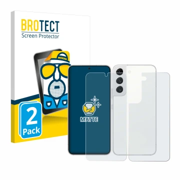 Parte frontale di una confezione del prodotto con il logo del marchio BROTECT. Accanto è raffigurato il dispositivo Samsung Ga