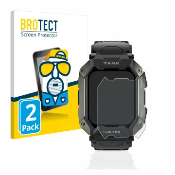 Parte frontale di una confezione del prodotto con il logo del marchio BROTECT. Accanto è raffigurato il dispositivo Kospet Tan