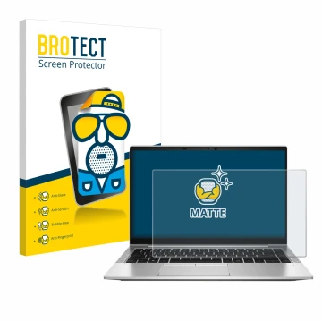 Parte frontale di una confezione del prodotto con il logo del marchio BROTECT. Accanto è raffigurato il dispositivo HP EliteBo