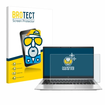 Parte frontale di una confezione del prodotto con il logo del marchio BROTECT. Accanto è raffigurato il dispositivo HP EliteBo