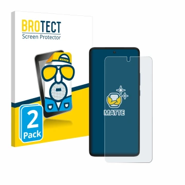 Parte frontale di una confezione del prodotto con il logo del marchio BROTECT. Accanto è raffigurato il dispositivo Motorola E