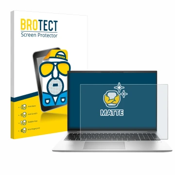 Parte frontale di una confezione del prodotto con il logo del marchio BROTECT. Accanto è raffigurato il dispositivo HP EliteBo