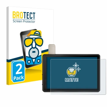 Parte frontale di una confezione del prodotto con il logo del marchio BROTECT. Accanto è raffigurato il dispositivo Garmin Tre
