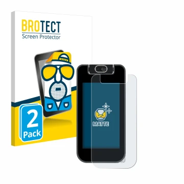 Parte frontale di una confezione del prodotto con il logo del marchio BROTECT. Accanto è raffigurato il dispositivo Vtech Kidi