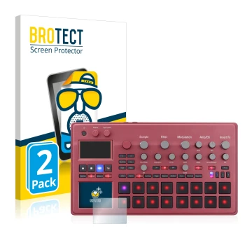 Parte frontale di una confezione del prodotto con il logo del marchio BROTECT. Accanto è raffigurato il dispositivo KORG elect