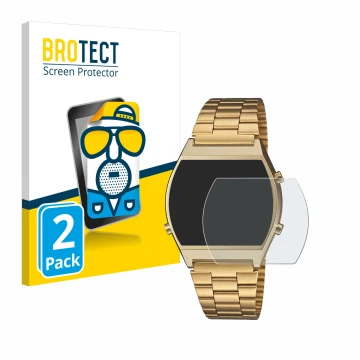 Parte frontale di una confezione del prodotto con il logo del marchio BROTECT. Accanto è raffigurato il dispositivo Casio Retr