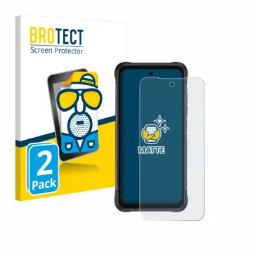 Parte frontale di una confezione del prodotto con il logo del marchio BROTECT. Accanto è raffigurato il dispositivo Umidigi Bi