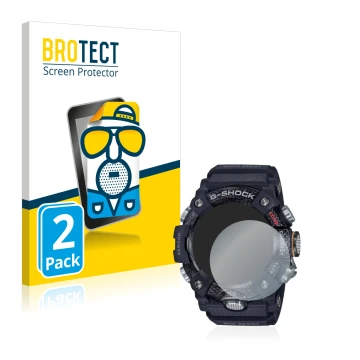 Parte frontale di una confezione del prodotto con il logo del marchio BROTECT. Accanto è raffigurato il dispositivo Casio G-Sh