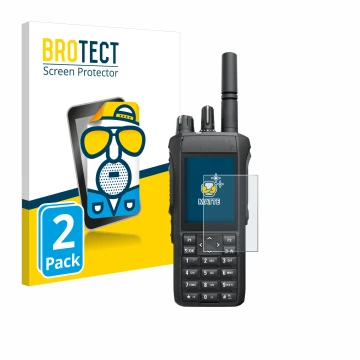 Parte frontale di una confezione del prodotto con il logo del marchio BROTECT. Accanto è raffigurato il dispositivo Motorola R