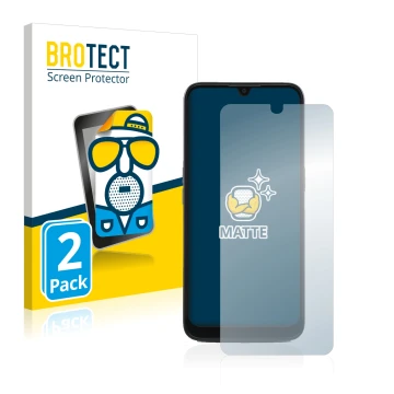 Parte frontale di una confezione del prodotto con il logo del marchio BROTECT. Accanto è raffigurato il dispositivo Doro 8100 