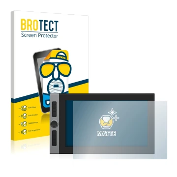 Parte frontale di una confezione del prodotto con il logo del marchio BROTECT. Accanto è raffigurato il dispositivo XP-Pen Art