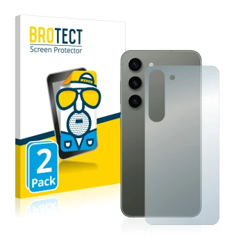 Parte frontale di una confezione del prodotto con il logo del marchio BROTECT. Accanto è raffigurato il dispositivo Samsung Ga