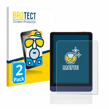 Parte frontale di una confezione del prodotto con il logo del marchio BROTECT. Accanto è raffigurato il dispositivo Meebook M6