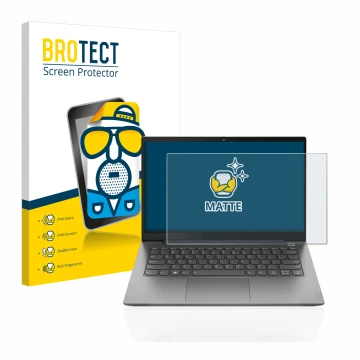 Parte frontale di una confezione del prodotto con il logo del marchio BROTECT. Accanto è raffigurato il dispositivo Lenovo Thi