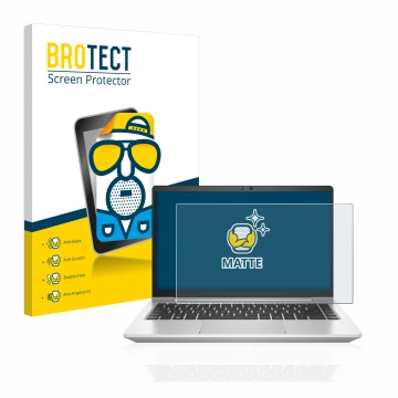 Parte frontale di una confezione del prodotto con il logo del marchio BROTECT. Accanto è raffigurato il dispositivo HP EliteBo