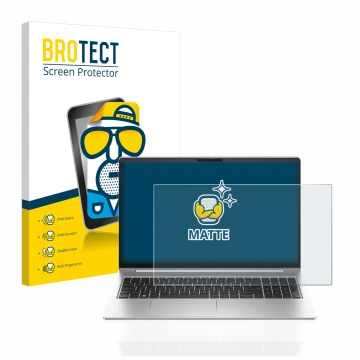 Parte frontale di una confezione del prodotto con il logo del marchio BROTECT. Accanto è raffigurato il dispositivo HP ProBook