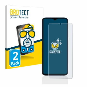 Parte frontale di una confezione del prodotto con il logo del marchio BROTECT. Accanto è raffigurato il dispositivo Xiaomi Red