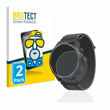 Parte frontale di una confezione del prodotto con il logo del marchio BROTECT. Accanto è raffigurato il dispositivo Coros Apex