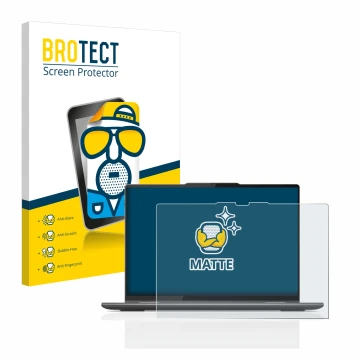 Parte frontale di una confezione del prodotto con il logo del marchio BROTECT. Accanto è raffigurato il dispositivo Lenovo Yog