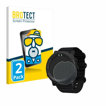 Parte frontale di una confezione del prodotto con il logo del marchio BROTECT. Accanto è raffigurato il dispositivo Suunto Cor
