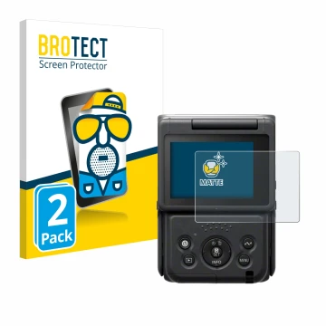 Parte frontale di una confezione del prodotto con il logo del marchio BROTECT. Accanto è raffigurato il dispositivo Canon Powe