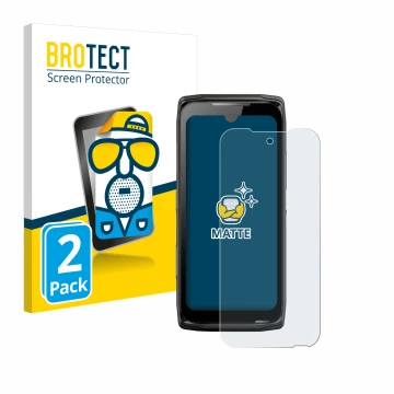 Parte frontale di una confezione del prodotto con il logo del marchio BROTECT. Accanto è raffigurato il dispositivo Crosscall 