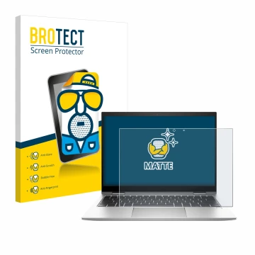 Parte frontale di una confezione del prodotto con il logo del marchio BROTECT. Accanto è raffigurato il dispositivo HP EliteBo