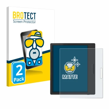 Parte frontale di una confezione del prodotto con il logo del marchio BROTECT. Accanto è raffigurato il dispositivo Boox Page 