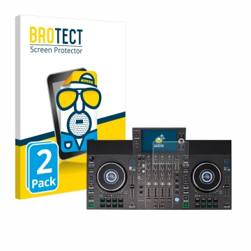 Parte frontale di una confezione del prodotto con il logo del marchio BROTECT. Accanto è raffigurato il dispositivo Denon DJ S