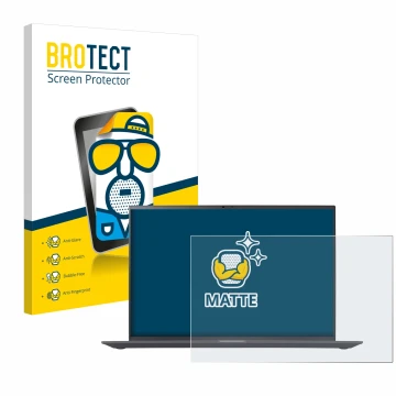 Parte frontale di una confezione del prodotto con il logo del marchio BROTECT. Accanto è raffigurato il dispositivo LG gram 16