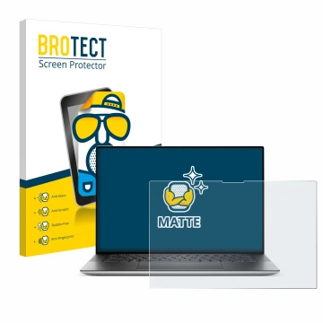 Parte frontale di una confezione del prodotto con il logo del marchio BROTECT. Accanto è raffigurato il dispositivo Dell XPS 1