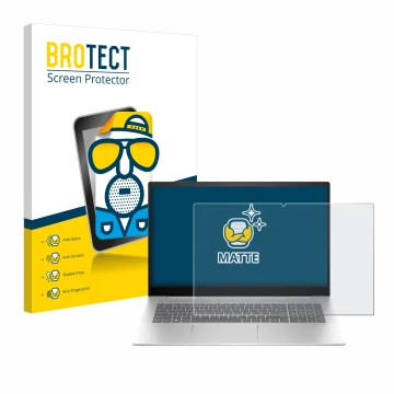 Parte frontale di una confezione del prodotto con il logo del marchio BROTECT. Accanto è raffigurato il dispositivo HP Envy 17