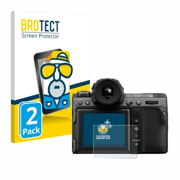 Parte frontale di una confezione del prodotto con il logo del marchio BROTECT. Accanto è raffigurato il dispositivo Fujifilm G