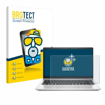 Parte frontale di una confezione del prodotto con il logo del marchio BROTECT. Accanto è raffigurato il dispositivo HP EliteBo