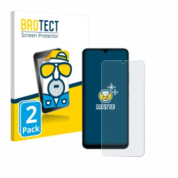 Parte frontale di una confezione del prodotto con il logo del marchio BROTECT. Accanto è raffigurato il dispositivo Xiaomi Red