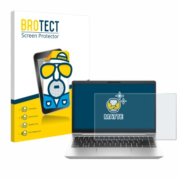 Parte frontale di una confezione del prodotto con il logo del marchio BROTECT. Accanto è raffigurato il dispositivo HP ProBook