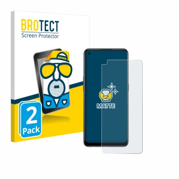 Parte frontale di una confezione del prodotto con il logo del marchio BROTECT. Accanto è raffigurato il dispositivo Oppo Reno 