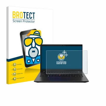 Parte frontale di una confezione del prodotto con il logo del marchio BROTECT. Accanto è raffigurato il dispositivo Lenovo Thi