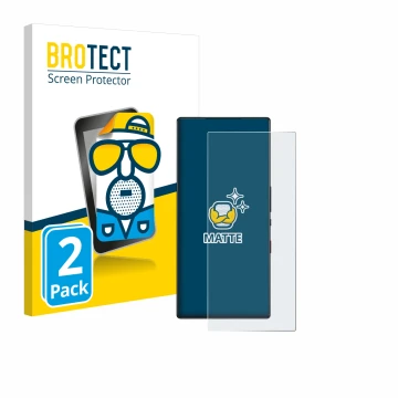 Parte frontale di una confezione del prodotto con il logo del marchio BROTECT. Accanto è raffigurato il dispositivo ZTE Nubia 