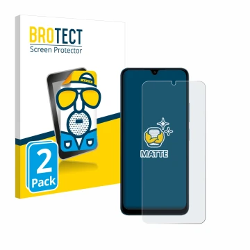 Parte frontale di una confezione del prodotto con il logo del marchio BROTECT. Accanto è raffigurato il dispositivo Xiaomi Red