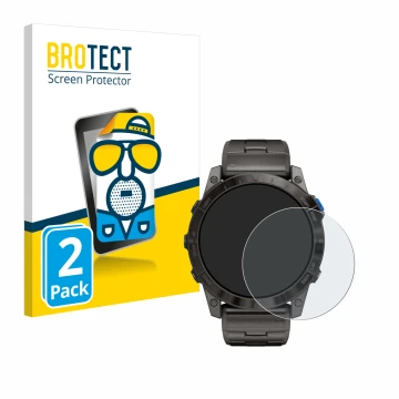 Parte frontale di una confezione del prodotto con il logo del marchio BROTECT. Accanto è raffigurato il dispositivo Garmin D2 
