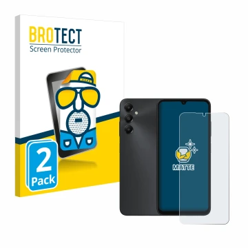 Parte frontale di una confezione del prodotto con il logo del marchio BROTECT. Accanto è raffigurato il dispositivo Samsung Ga