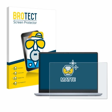 Parte frontale di una confezione del prodotto con il logo del marchio BROTECT. Accanto è raffigurato il dispositivo Dell Inspi