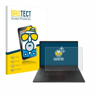 Parte frontale di una confezione del prodotto con il logo del marchio BROTECT. Accanto è raffigurato il dispositivo Lenovo Thi