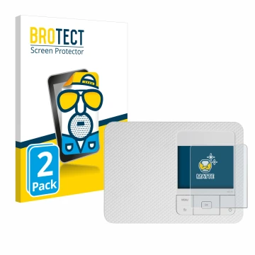 Parte frontale di una confezione del prodotto con il logo del marchio BROTECT. Accanto è raffigurato il dispositivo Canon Selp