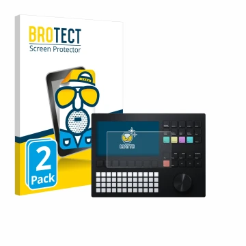 Parte frontale di una confezione del prodotto con il logo del marchio BROTECT. Accanto è raffigurato il dispositivo Polyend Tr