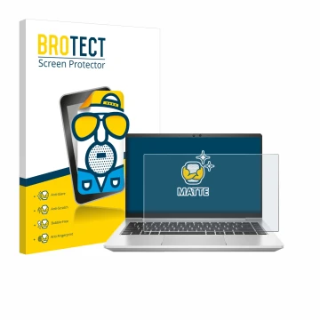 Parte frontale di una confezione del prodotto con il logo del marchio BROTECT. Accanto è raffigurato il dispositivo HP ProBook