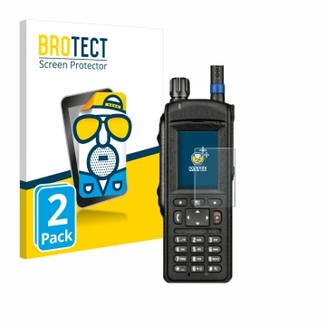 Parte frontale di una confezione del prodotto con il logo del marchio BROTECT. Accanto è raffigurato il dispositivo Motorola M